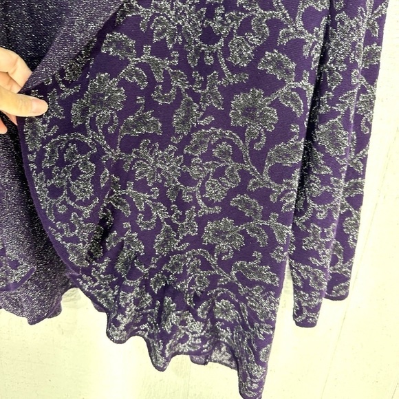 NWT Catherines knit metallic floral ruffle open front cardigan size 2X - Picture 3 of 8